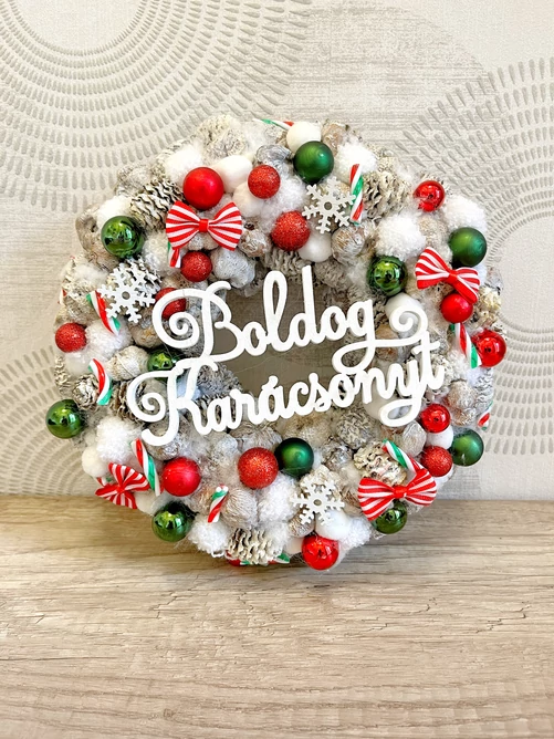 Boldog karácsonyt kopogtató, piros zöld  színű Boldog karácsonyt kopogtató, piros zöld  színű