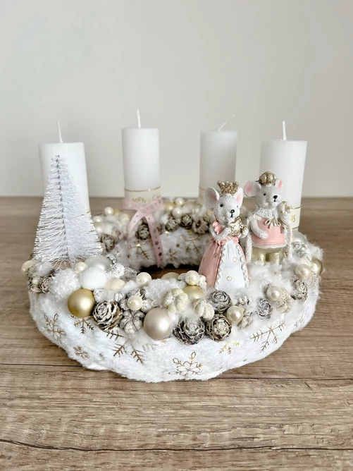 Arany ezüst egér király pár adventi koszorú  Arany ezüst egér király pár adventi koszorú