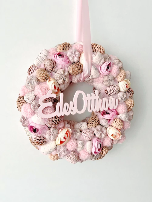 Édes otthon feliratú pasztell kopogtató, 24 cm