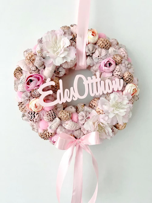 Édes otthon kopogtató masnival, 24 cm