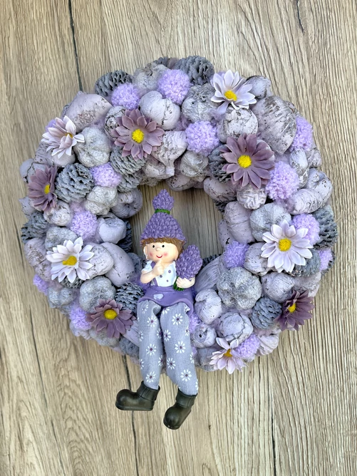 Levendula Lány kopogtató, ajtódísz 24 cm