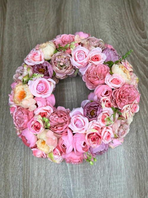 Virágos kopogtató, ajtódísz, 1