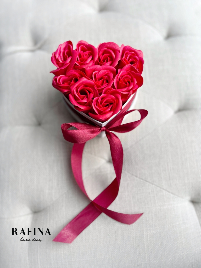 Szappan rózsa szív piros 10 cm 