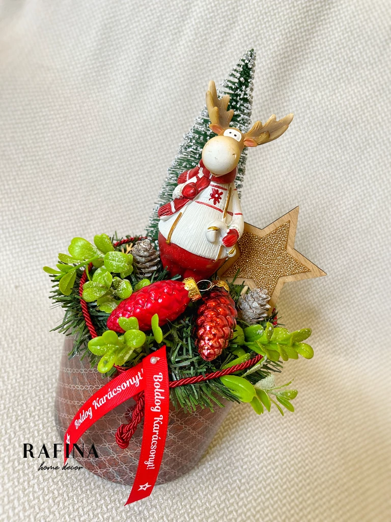 Rénszarvasos adventi asztaldísz, 30 cm 