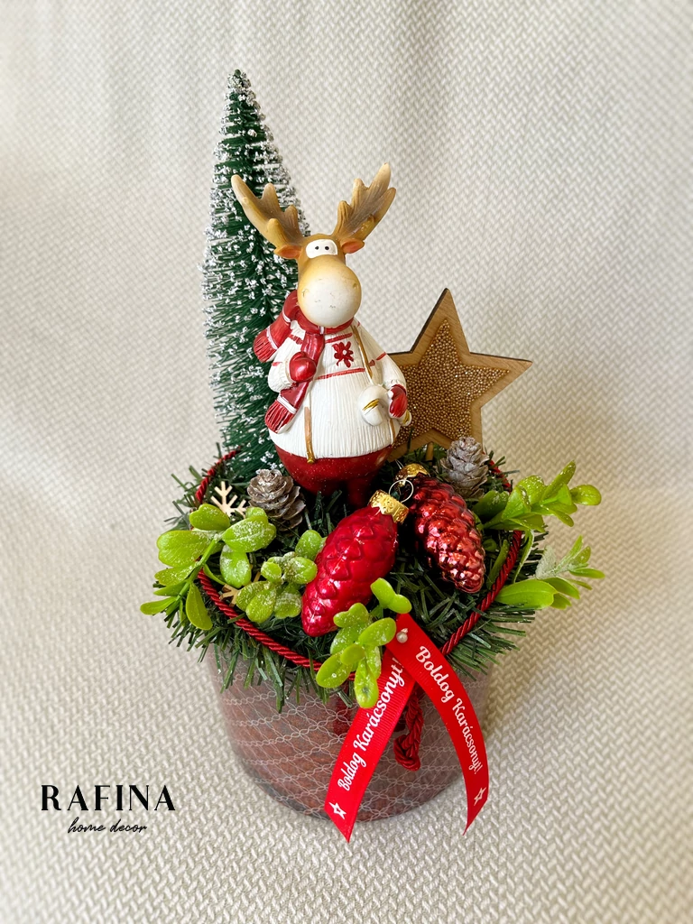 Rénszarvasos adventi asztaldísz, 30 cm 