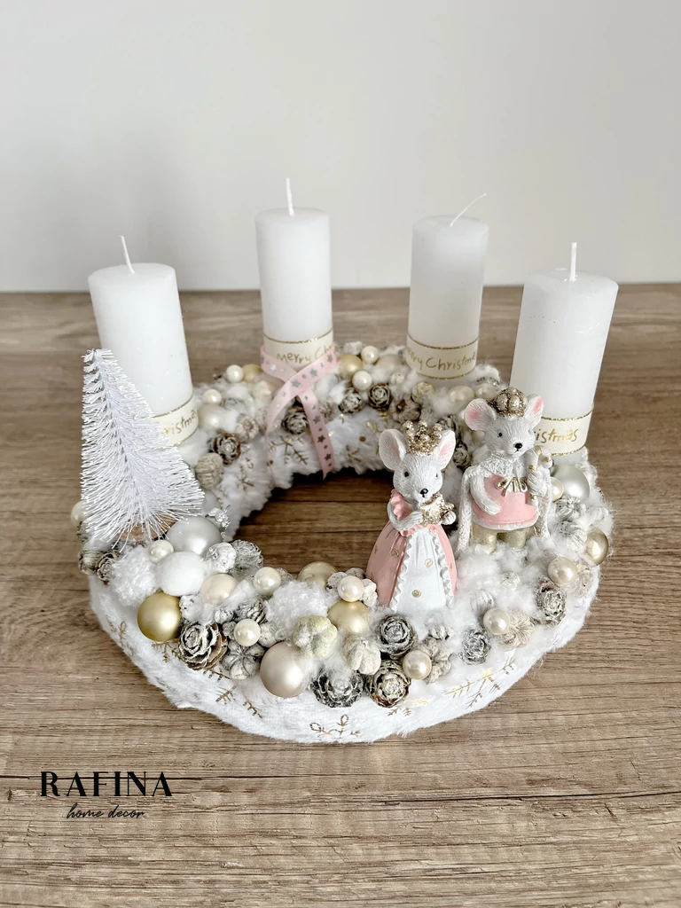 Arany ezüst egér király pár adventi koszorú 